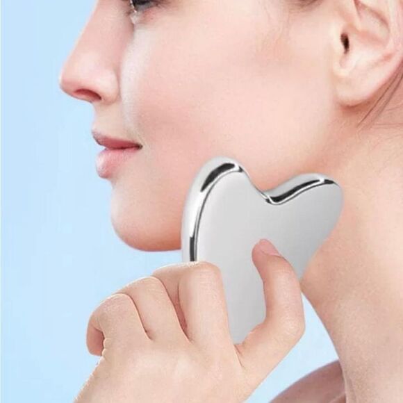 NEW WITH BOX STAINLESS STEEL GUA SHA SILVER - Picture 4 of 9